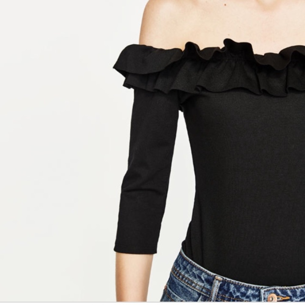 Zara ruffled off the shoulder body suit NWT Sz Sm
